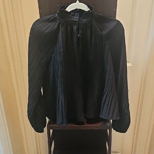 Elie Tahari Black Pleated Blouse